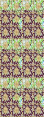 Raster sanatı. Parlak dantel, stilize çiçekler, şal desenli. Kahverengi renkli ve altın elementli eskiz deseni. Altın desenli bukleler çiz. Doğu tarzı arabesk. Zarif altın deseni aç