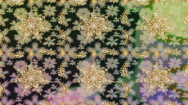 Lüks, kraliyet ve Viktorya dönemi konsepti. Süslü dekorasyon. Altın elementli gri renkli altın desenli. Raster klasik barok çiçeksiz altın desenli..