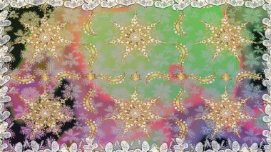 Altın çiçekli, pürüzsüz desen. Barok tarzında altın çiçekli süs. Damask arkaplanı. Tarafsız renklerdeki altın element.