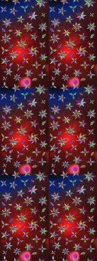 Kahverengi ve kırmızı renkte çiçekler. Raster illüstrasyonu. Asya tekstil tarzında. Raster illüstrasyonu. Çiçek desenini çiz.