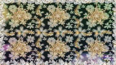 Barok tarzında kusursuz bir doğulu süsü. Gri renkli ve altın elementli geleneksel klasik altın sarısı desen.