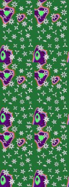 Raster illüstrasyonundaki çiçek desenli çizim. Çiçekler suluboya tarzında yeşil ve nötr renklerde.