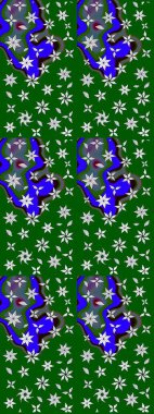 Düz Çiçek Elementleri Tasarımı. Güzel çiçek deseni. Yeşil ve mavi renkte çiçekler. Renkli Bahar Teması çizim şablonu.