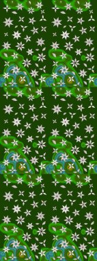 Yeşil ve nötr renklere karalamalar çizilmiş çiçek deseni. Raster illüstrasyonu.