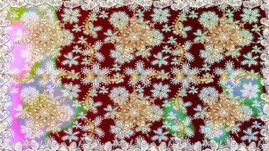 Tarafsız renklerde altın çiçekli altın desenler. Raster geometrik arka plan. Senin tasarımın için, duvar kağıdı. Altın rengi kusursuz illüstrasyon.