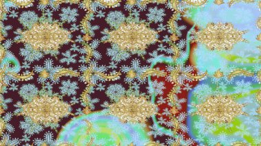 Klasik klasik klasik arka plan. Altın elementlerle nötr renklerde altın desen. Klasik Raster altın desenini çiz. Geleneksel oryantasyon süsü.