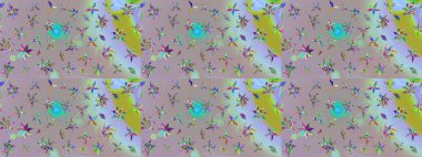 Moda baskısı. Çiçeğin suluboya çizimlerinin mükemmel deseni. Eski model. Dekorasyon ve tasarım için güzel bir desen. Suluboya çizim kalıbı. Raster illüstrasyonu.