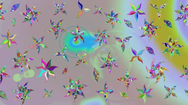 Raster illüstrasyonu. Şirin karalamalı çiçek desenli çizim. Çizim stili tarafsız ve gri renklerde. El yapımı çiçek ve bitki koleksiyonu. Raster illüstrasyonu.