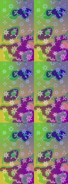 Renkli Bahar Teması eskiz kalıbı. Çiçek desenli eskiz. Yeşil ve nötr renklerde çiçekler. Düz Çiçek Elementleri Tasarım Raster illüstrasyonu.