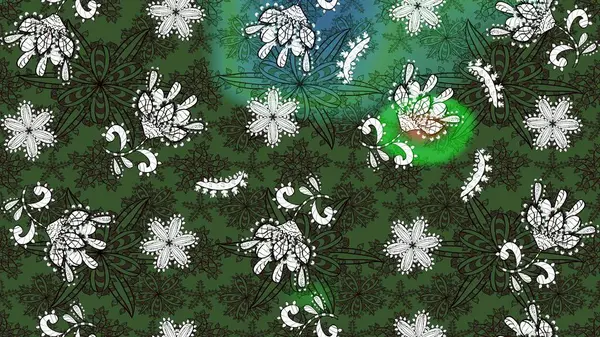 Çiçekler suluboya tarzında yeşil ve gri renklerde. Suluboya çizim kalıbı. Çiçek izi.