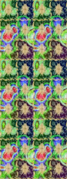 Eskiz desenli oryantal süs. İslam tasarımı. Çiçek kiremitleri. Raster altın tekstil baskısı. Altın elementlerle yeşil renklerde altın desen.