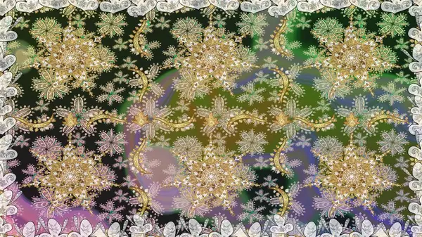 Kusursuz altın desen. Raster oryantal süs. Altın elementlerle gri renklerde altın desen.