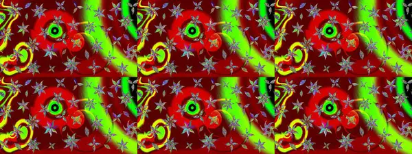 Küçük çiçekli yay deseni çiz. Raster illüstrasyonu. Suluboya tarzında kırmızı ve yeşil renkler üzerine.