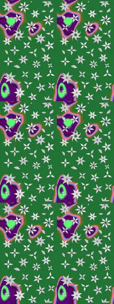 Raster illüstrasyonundaki çiçek desenli çizim. Çiçekler suluboya tarzında yeşil ve nötr renklerde.