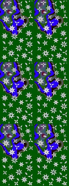 Düz Çiçek Elementleri Tasarımı. Güzel çiçek deseni. Yeşil ve mavi renkte çiçekler. Renkli Bahar Teması çizim şablonu.