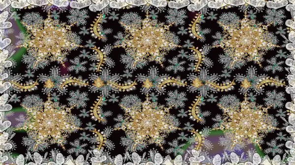 Raster geleneksel, gri renklerde, altın, kusursuz desen. Barok tarzında kusursuz bir doğulu süsü..