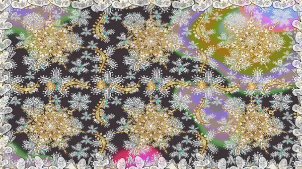 Gri renkli desen. Raster Golden Mehndi kusursuz desen. Kına dövmeli süs çiçekleri, altın çıkartmalar, mehndi ve yoga tasarımı, kartlar ve parmak izleri..