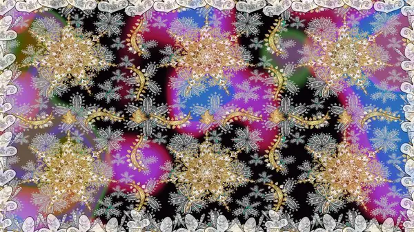 Kusursuz raster arka plan. Duvar kâğıdı barok, İspanyol kumaşı. Gri renklerdeki altın elementler. Çiçek deseni. Şekil grafik deseni.