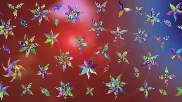 Kahverengi ve kırmızı renklerde bahar çiçekleri. Raster illüstrasyonu. Raster çiçek desenli ve çiçekli..