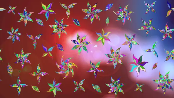 Kahverengi ve kırmızı renkte çiçekler. Raster illüstrasyonunda çiçek deseni çizimi.