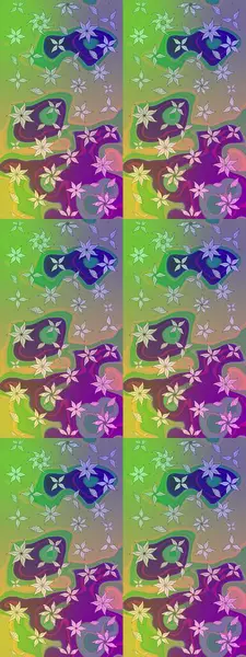 Renkli Bahar Teması eskiz kalıbı. Çiçek desenli eskiz. Yeşil ve nötr renklerde çiçekler. Düz Çiçek Elementleri Tasarım Raster illüstrasyonu.