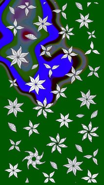 Düz Çiçek Elementleri Tasarımı. Güzel çiçek deseni. Yeşil ve mavi renkte çiçekler. Renkli Bahar Teması çizim şablonu.