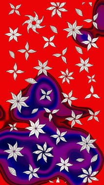 Renkli Bahar Teması eskiz kalıbı. Chichi 'nin kumaş kalıbını çiz. Düz Çiçek Elementleri Tasarımı. Raster illüstrasyonu. Çiçek deseni.