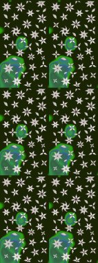 Gri ve yeşil renkli çiçekler. Raster düz çiçek çizim deseni. Tasarım hediye paketi, tebrik kartları, posterler ve afiş tasarımı.