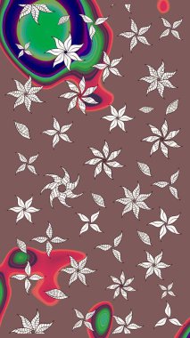 Raster illüstrasyonu. Çiçekli güzel suluboya desen. Kahverengi ve nötr renklerde.