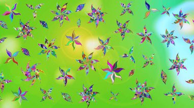 Yeşil ve mavi çiçekli eskiz deseni, suluboya çiçek deseni, sevimli çiçek, duvar kağıdı, kart veya kumaş için fayanslı. Raster - stok.