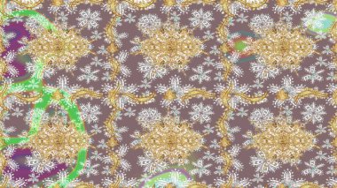 Raster illüstrasyonu. Tarafsız renklerde altın elementli klasik çizim kalıbı.