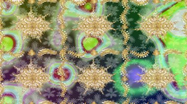 Raster altın desen. Doğulu stil, altın elementlerle altın rengi nötr renkte arabesk yapar. Kıvrımlı çizimler.