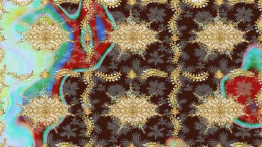 Geleneksel oryantasyon süsü. Klasik klasik klasik arka plan. Klasik Raster kahverengi ve altın desenli çizim.