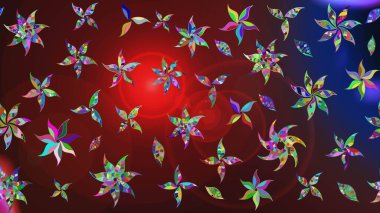 El çizimi Raster çizimi. Parlak elementlerin. Çizim çiçek deseni duvar kağıdı, web sitesi arkaplanı, paket kağıdı, davetiye, broşür, pankart veya web sitesi için kullanılabilir.