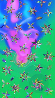 Elle çizilmiş. Doodle çiçekler ve dalları, otlar ve çiçekler. Güzel kumaş deseni. Raster illüstrasyon.