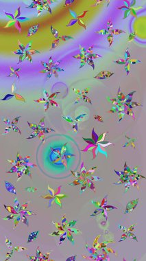 Raster illüstrasyonu. Çiçek desenli eskiz, darbeler, sıçramalar, yaz çiçekleri. Gri ve nötr renkte çiçekler.