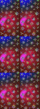 Kırmızı ve kahverengi renkli şirin çiçek deseni. Düz Çiçek Elementleri Tasarımı. Raster Modaya uygun kumaş deseni. Renkli Bahar Teması çizim şablonu.