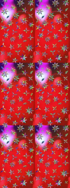 Tekstil için suluboya eskiz deseni. El çizimi çiçek çizimi deseni (fayans). Şirin çiçekleri, desenleri, kırmızı ve pembe renkleri olan renkli çizim deseni.