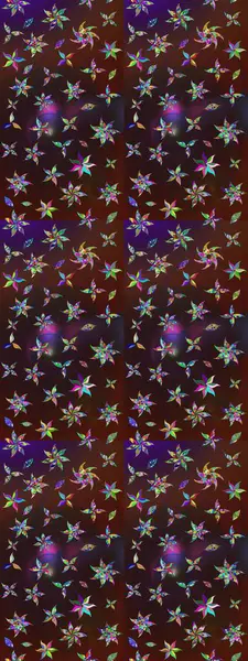 Raster illüstrasyonundaki çiçek desenli çizim. Çiçekler suluboya tarzında kahverengi ve mor renkte.