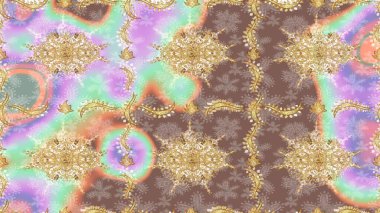 Geleneksel oryantasyon süsü. Klasik klasik klasik arka plan. Tarafsız renklerde altın elementlerle çizim. Klasik Raster altın desenini çiz.