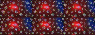 Düz Çiçek Elementleri Tasarımı. Raster illüstrasyonundaki çiçek desenli çizim. Süslü kumaş deseni. Renkli Bahar Teması çizim şablonu.