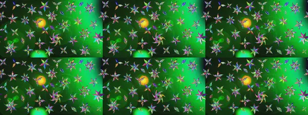 Yeşil ve gri renkli çiçekler. Bahar mevsimi. Raster güzel bir çiçek deseni çizmiş. Nazik romantik baskı. Tatil havası..