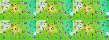 Suluboya çiçekli çiçek deseni. Yeşil ve nötr renklerde Asya tekstil tarzında. Raster illüstrasyonu.