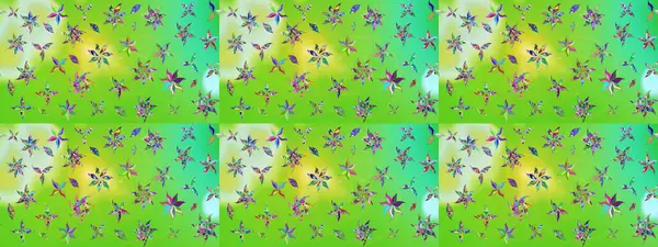 Suluboya çiçekli çiçek deseni. Yeşil ve nötr renklerde Asya tekstil tarzında. Raster illüstrasyonu.