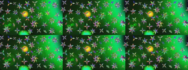 Yeşil ve gri renkli çiçekler. Bahar mevsimi. Raster güzel bir çiçek deseni çizmiş. Nazik romantik baskı. Tatil havası..