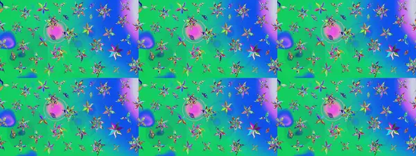 Renkli Bahar Teması eskiz kalıbı. Düz Çiçek Elementleri Tasarım Raster illüstrasyonu. Yeşil ve mavi renkte çiçekler. Çiçek eskiz kalıbı geçmişi.