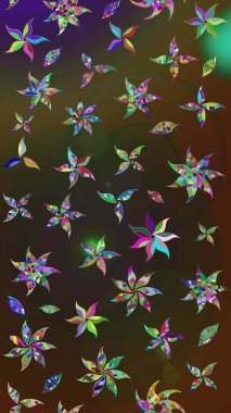 Raster illüstrasyonu. Kahverengi ve gri renklerde. Kahverengi ve gri renkte kahverengi ve gri papatya deseni.