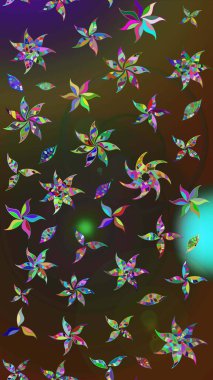 Çizim çiçek deseni duvar kâğıdı olarak kullanılabilir. Raster illüstrasyonu. Kahverengi ve gri renkte çiçekler.