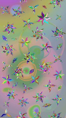 Suluboya çizim kalıbı. Tarafsız ve yeşil renkli çiçekler suluboya stilinde. Çiçek izi.