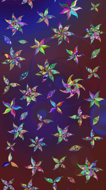 Düz Çiçek Elementleri Tasarımı. Renkli Yaz Temalı eskiz kalıbı. Modaya uygun kumaş deseni. Sevimli çiçek raster deseni.